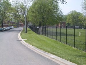 Black Vinyl Coated Chain Link Fence with Two Strand Cable System