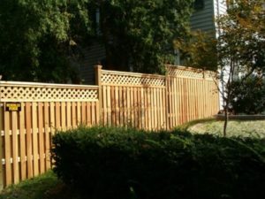 6 Foot High Board on Board Wooden fences with Diagonal Lattice